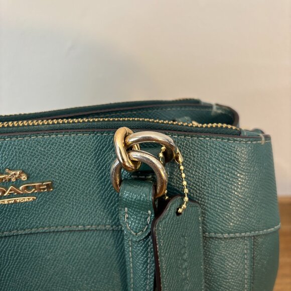 Coach Mini Brooke Dark Green Crossgrain Leather Carryall - Picture 7 of 15